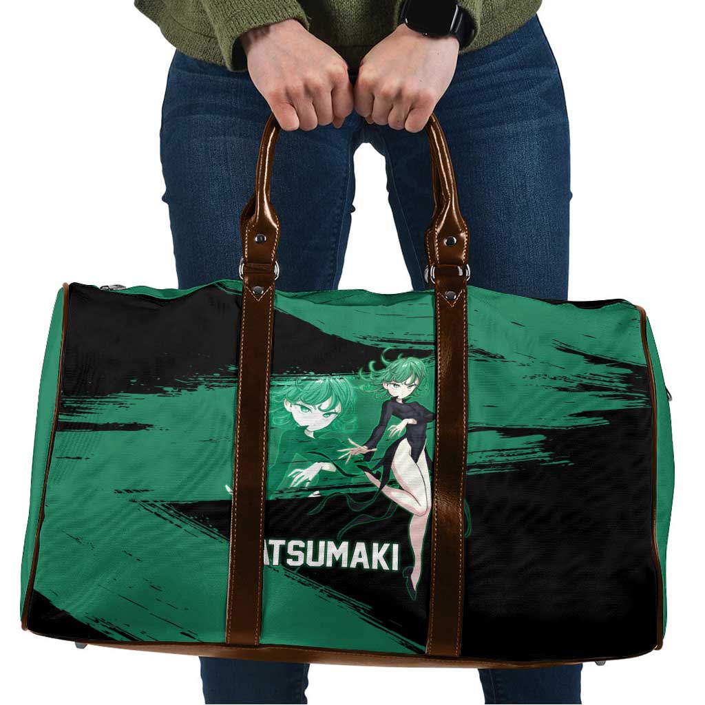 Tatsumaki One Punch Man Anime Green and Black Theme Travel Bag with Psychic Power Effects and Bold - The Mazicc