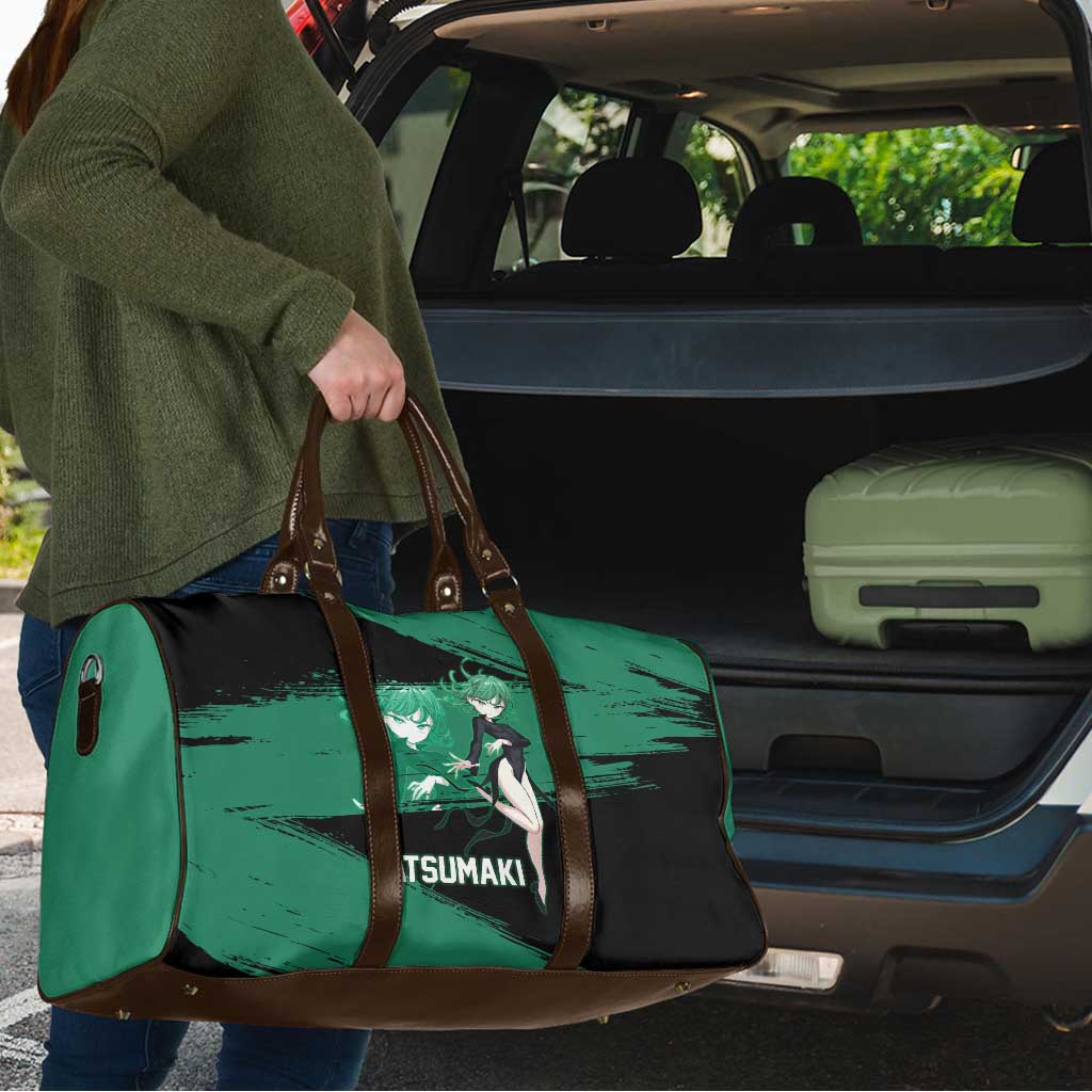 Tatsumaki One Punch Man Anime Green and Black Theme Travel Bag with Psychic Power Effects and Bold - The Mazicc