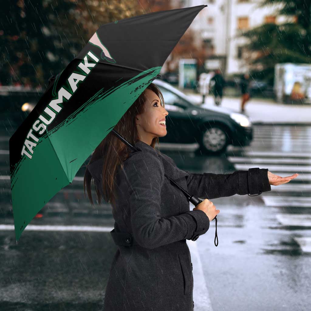 Tatsumaki One Punch Man Anime Green and Black Theme Umbrella with Psychic Power Effects and Bold - The Mazicc