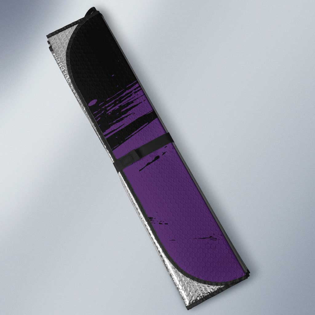 Garou One Punch Man Anime Purple and Black Theme Auto Sun Shade with Hero and Monster Forms in Dynamic Battle Pose - The Mazicc