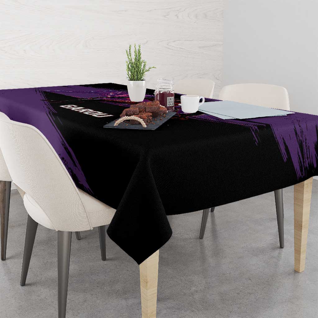Garou One Punch Man Anime Purple and Black Theme Tablecloth with Hero and Monster Forms in Dynamic Battle Pose - The Mazicc