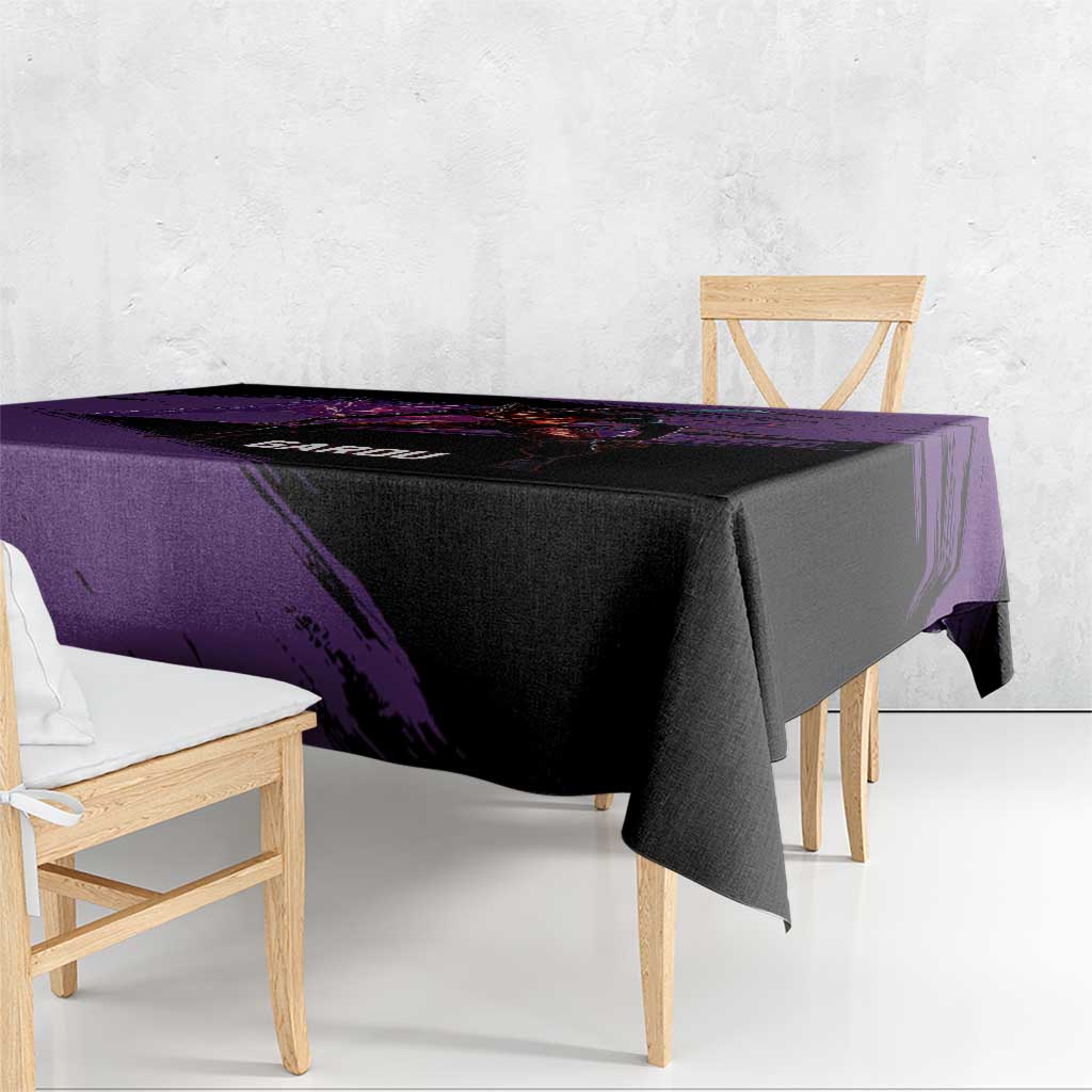 Garou One Punch Man Anime Purple and Black Theme Tablecloth with Hero and Monster Forms in Dynamic Battle Pose - The Mazicc