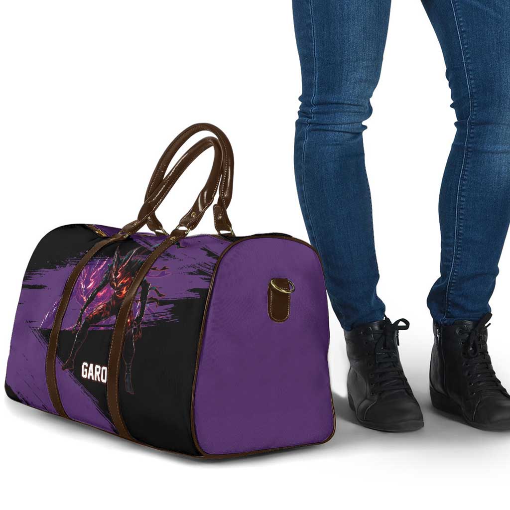 Garou One Punch Man Anime Purple and Black Theme Travel Bag with Hero and Monster Forms in Dynamic Battle Pose - The Mazicc