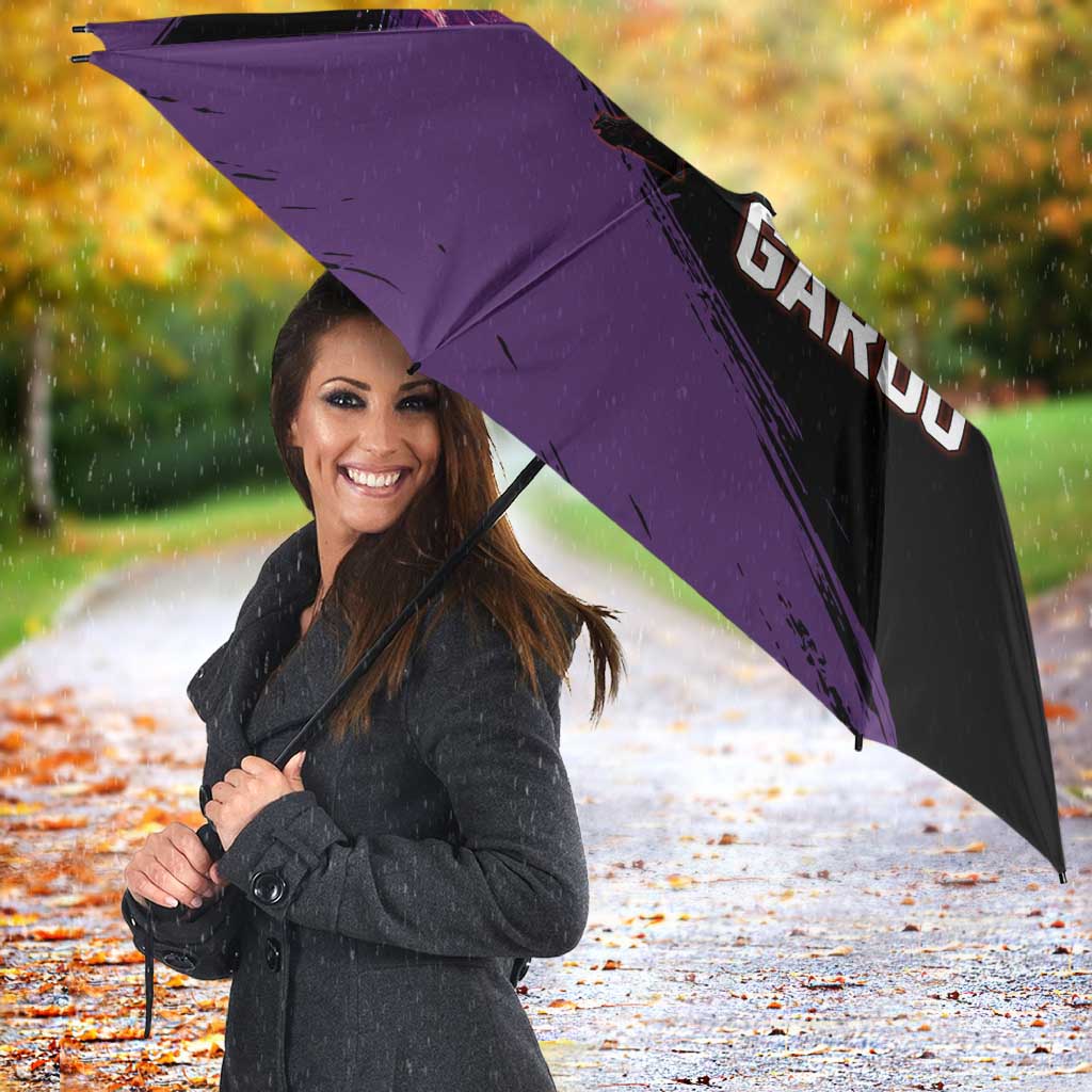 Garou One Punch Man Anime Purple and Black Theme Umbrella with Hero and Monster Forms in Dynamic Battle Pose - The Mazicc