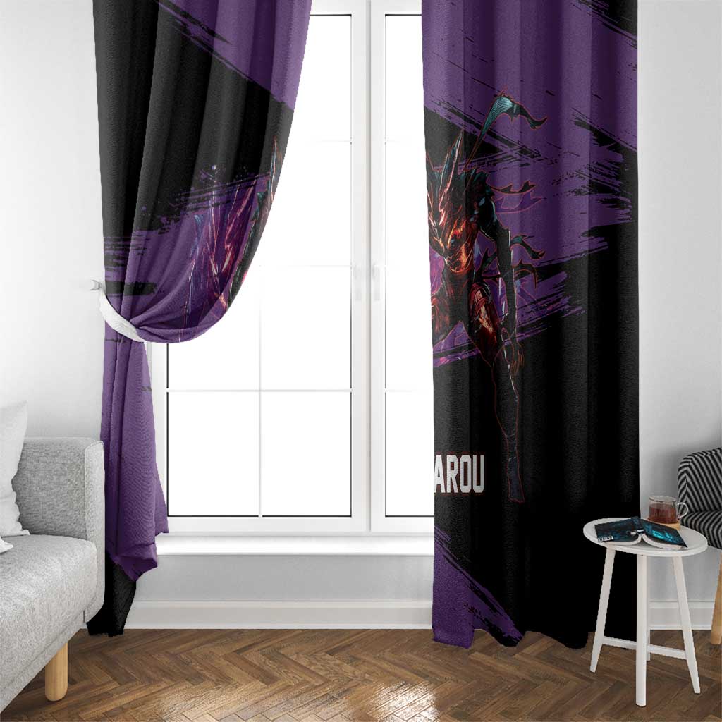 Garou One Punch Man Anime Purple and Black Theme Window Curtain with Hero and Monster Forms in Dynamic Battle Pose - The Mazicc