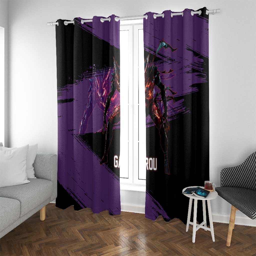 Garou One Punch Man Anime Purple and Black Theme Window Curtain with Hero and Monster Forms in Dynamic Battle Pose - The Mazicc