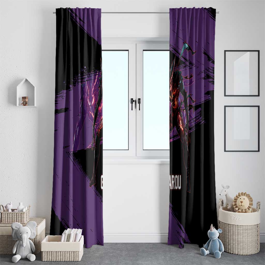 Garou One Punch Man Anime Purple and Black Theme Window Curtain with Hero and Monster Forms in Dynamic Battle Pose - The Mazicc