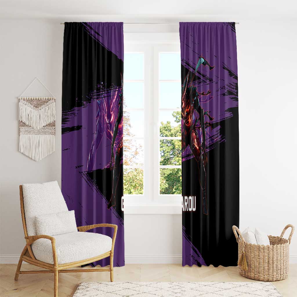 Garou One Punch Man Anime Purple and Black Theme Window Curtain with Hero and Monster Forms in Dynamic Battle Pose - The Mazicc