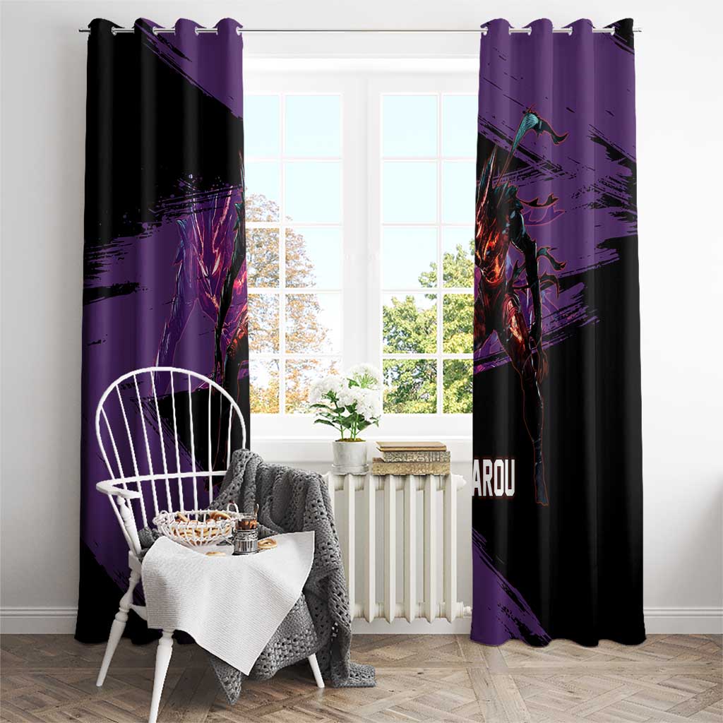 Garou One Punch Man Anime Purple and Black Theme Window Curtain with Hero and Monster Forms in Dynamic Battle Pose - The Mazicc