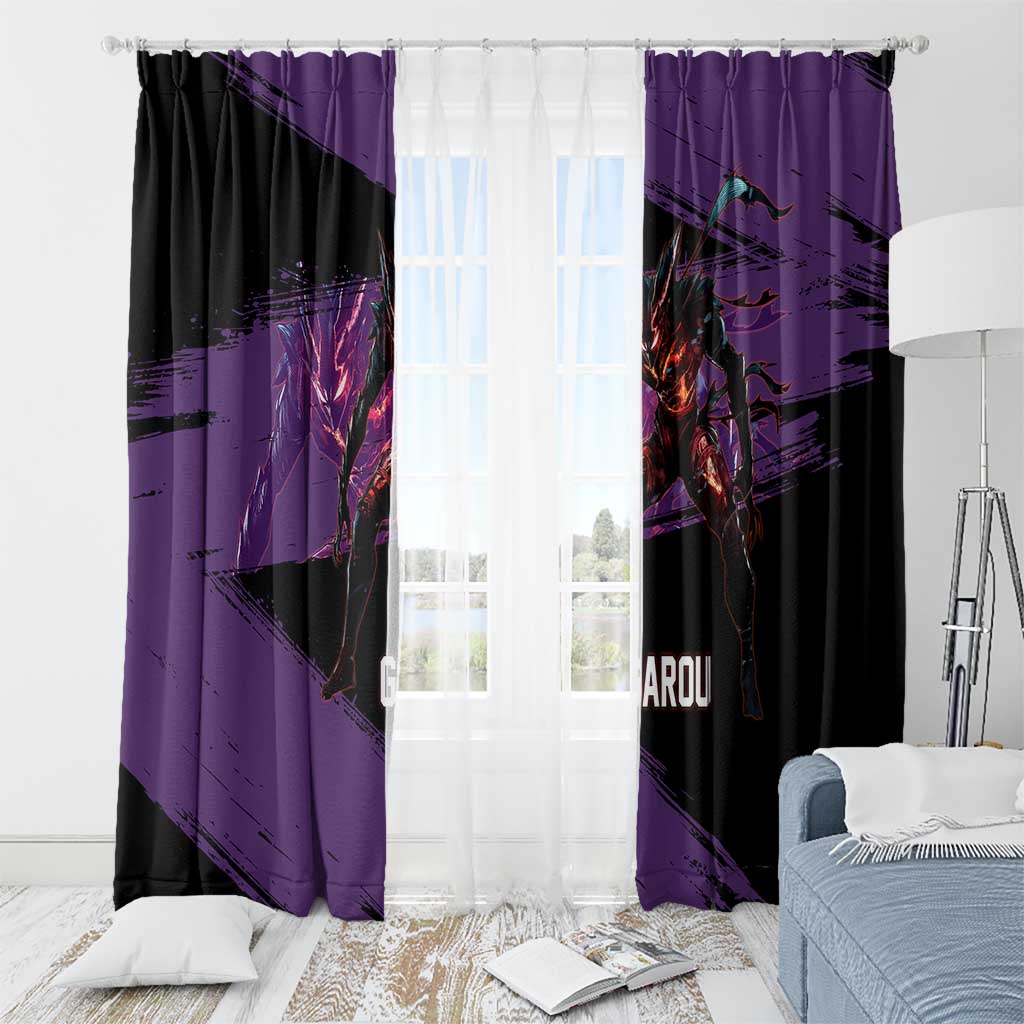 Garou One Punch Man Anime Purple and Black Theme Window Curtain with Hero and Monster Forms in Dynamic Battle Pose - The Mazicc