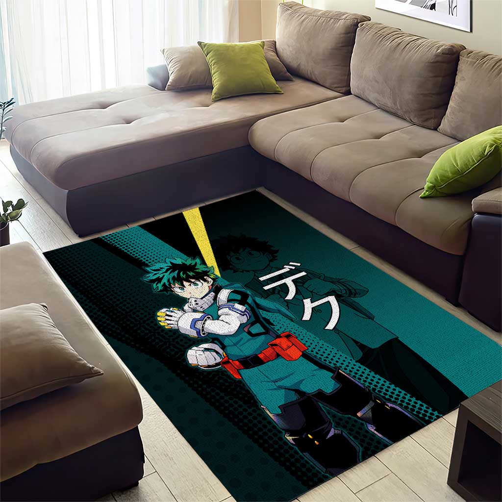 Izuku Midoriya Transformation Area Rug Japanese Comic Book Style