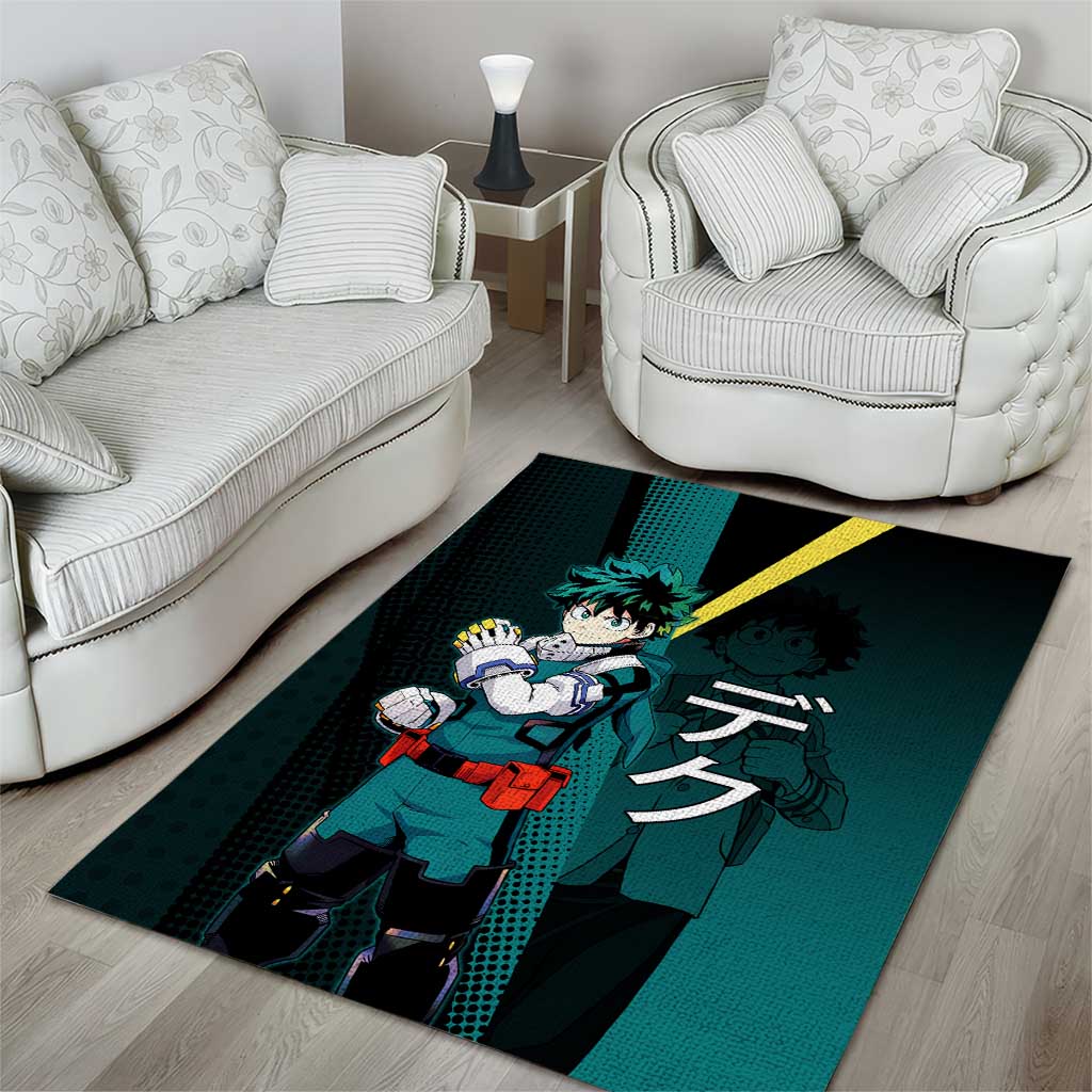 Izuku Midoriya Transformation Area Rug Japanese Comic Book Style