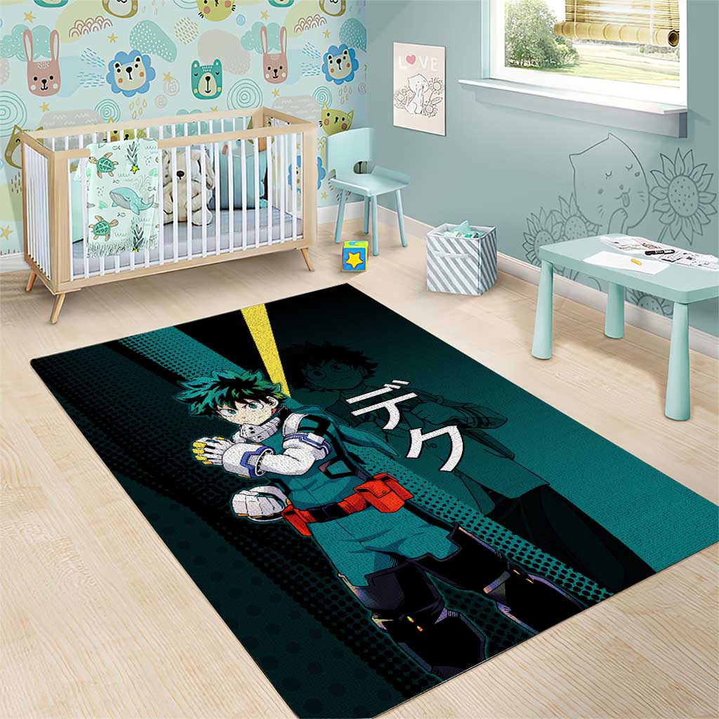 Izuku Midoriya Transformation Area Rug Japanese Comic Book Style