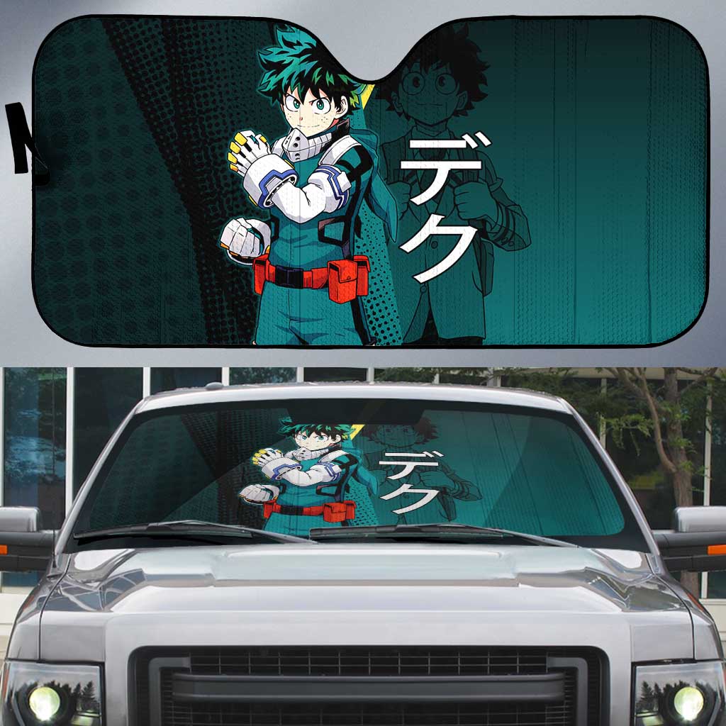 Izuku Midoriya Transformation Auto Sun Shade Japanese Comic Book Style