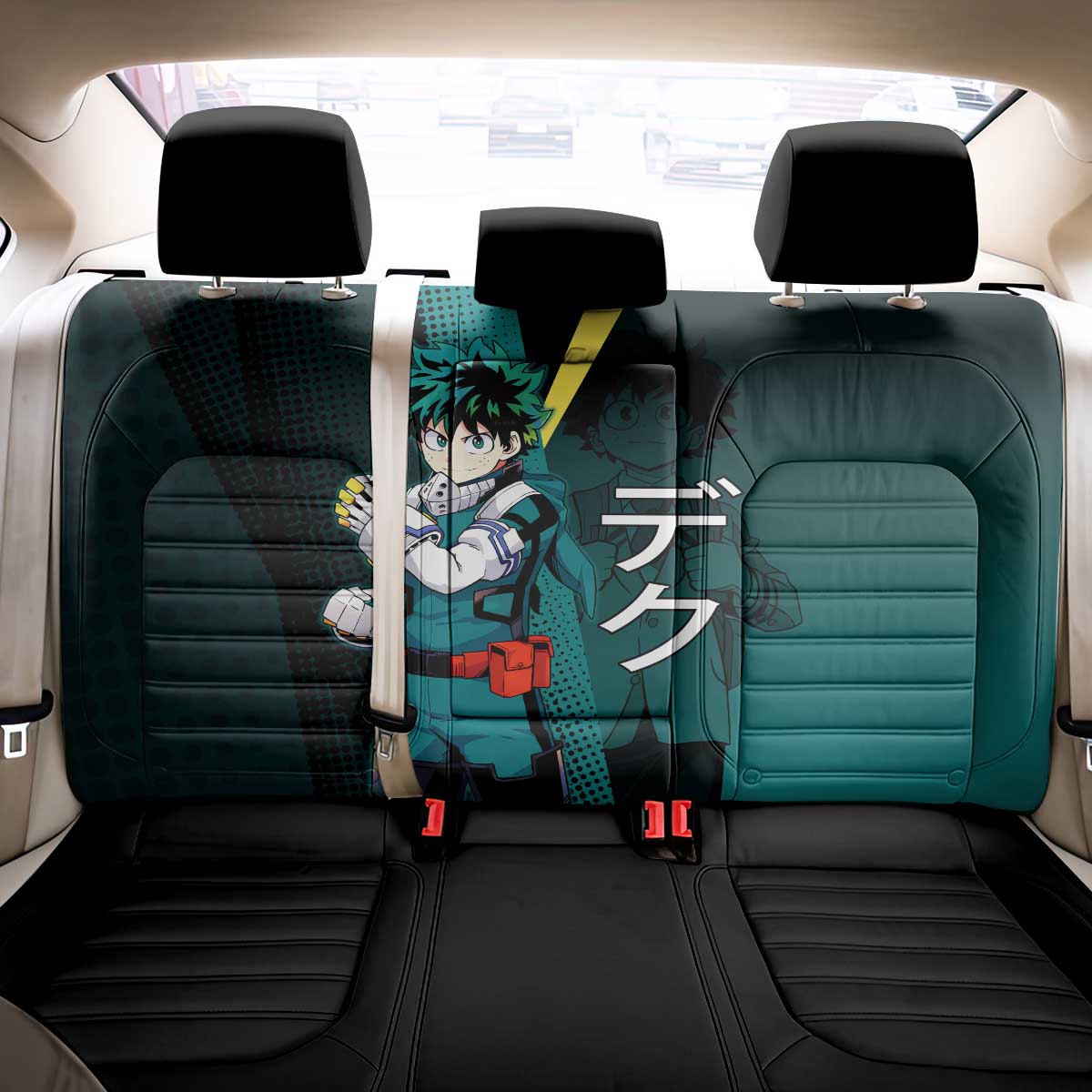Izuku Midoriya Transformation Back Car Seat Cover Japanese Comic Book Style
