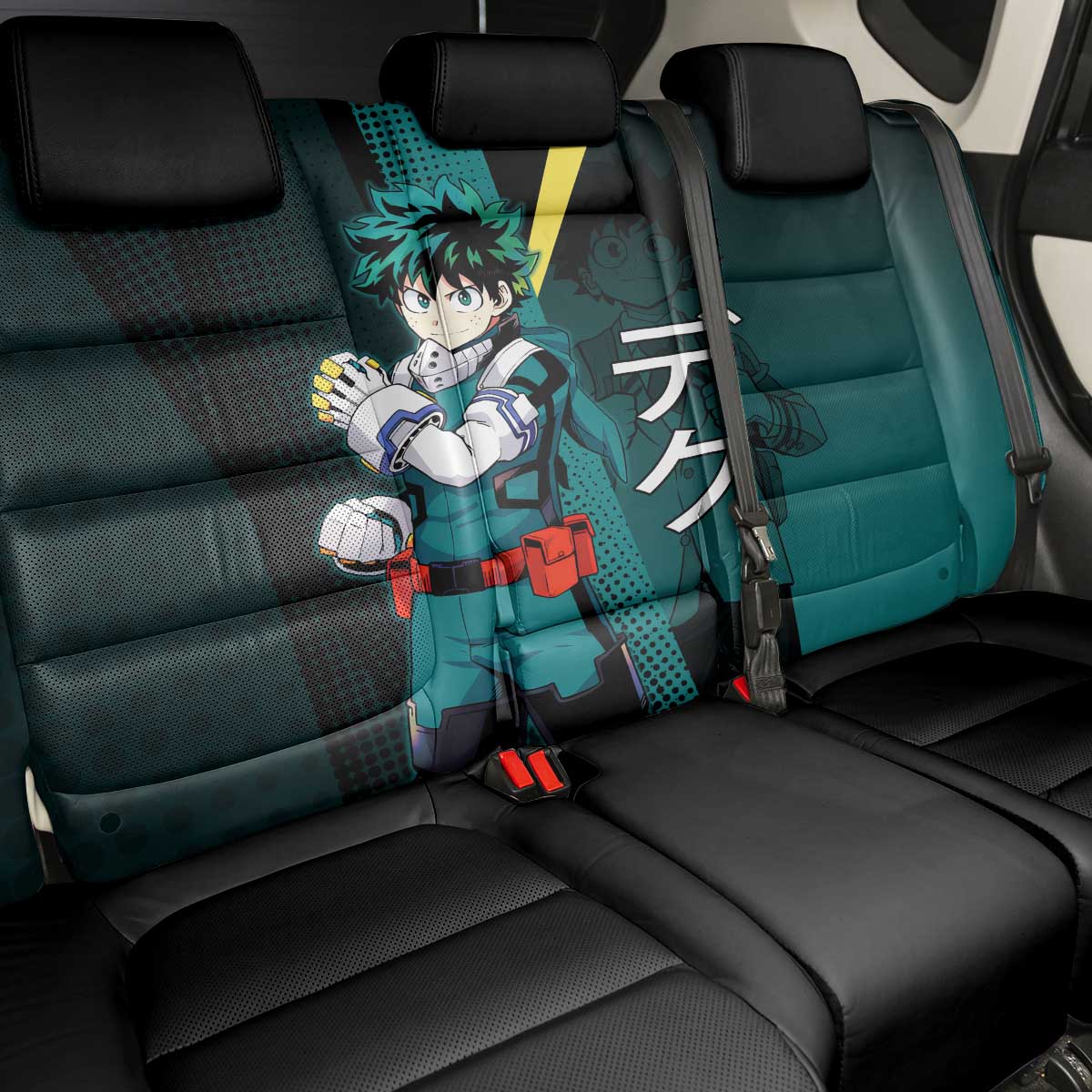 Izuku Midoriya Transformation Back Car Seat Cover Japanese Comic Book Style