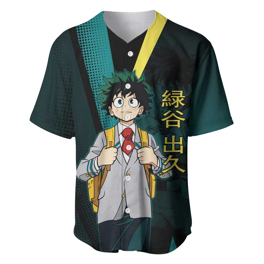 Izuku Midoriya Transformation Baseball Jersey Japanese Comic Book Style