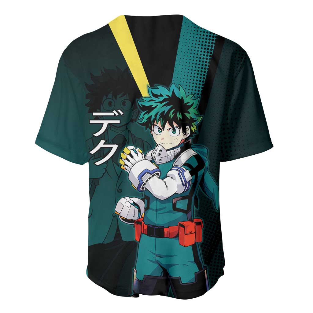 Izuku Midoriya Transformation Baseball Jersey Japanese Comic Book Style