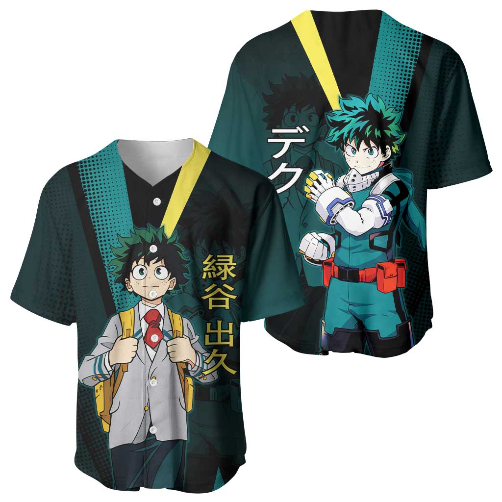 Izuku Midoriya Transformation Baseball Jersey Japanese Comic Book Style