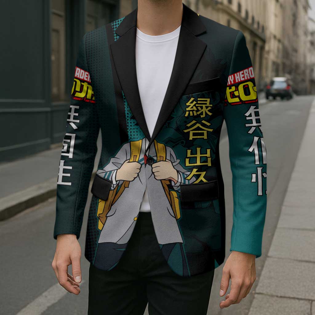 Izuku Midoriya Transformation Blazer Japanese Comic Book Style