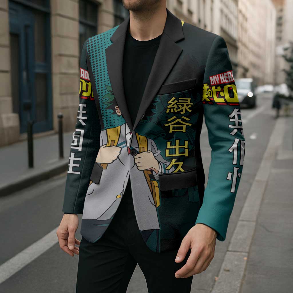 Izuku Midoriya Transformation Blazer Japanese Comic Book Style