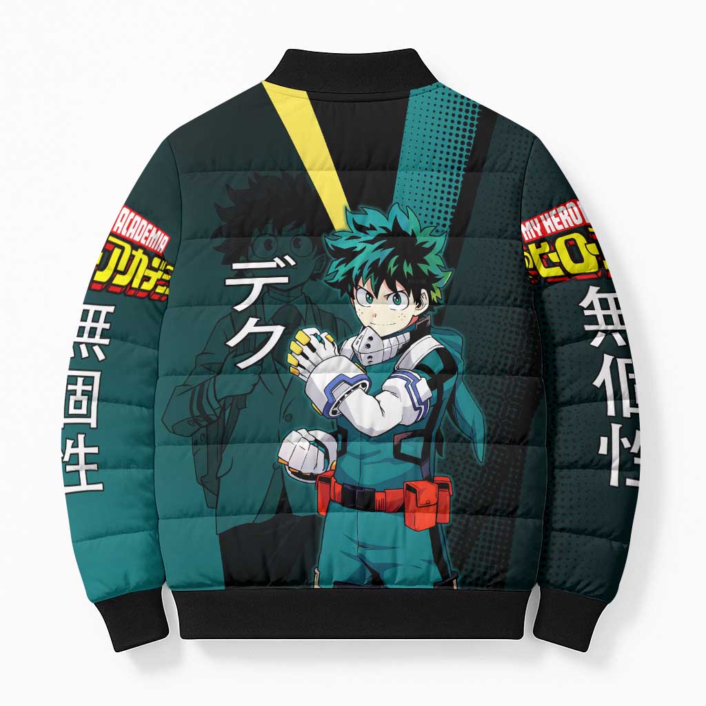 Izuku Midoriya Transformation Bomber Puffer Jacket Japanese Comic Book Style
