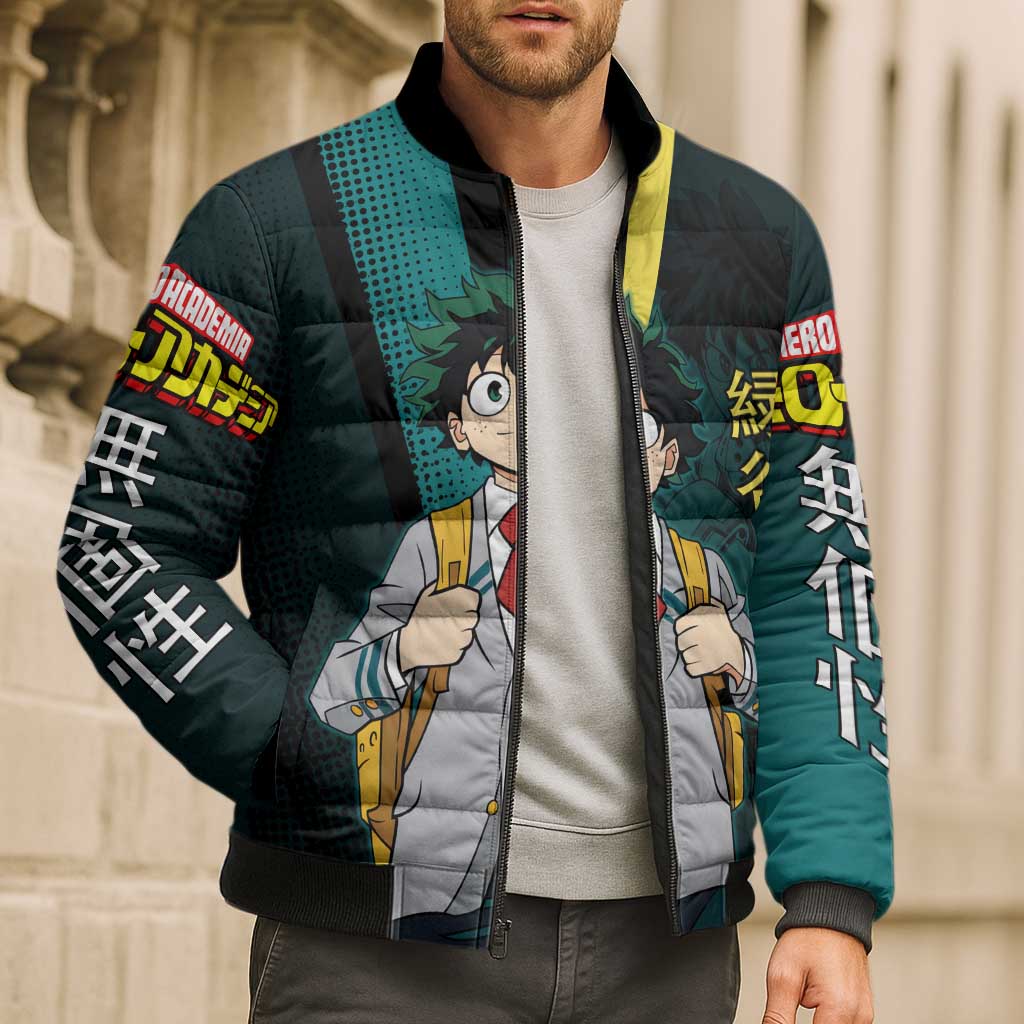 Izuku Midoriya Transformation Bomber Puffer Jacket Japanese Comic Book Style