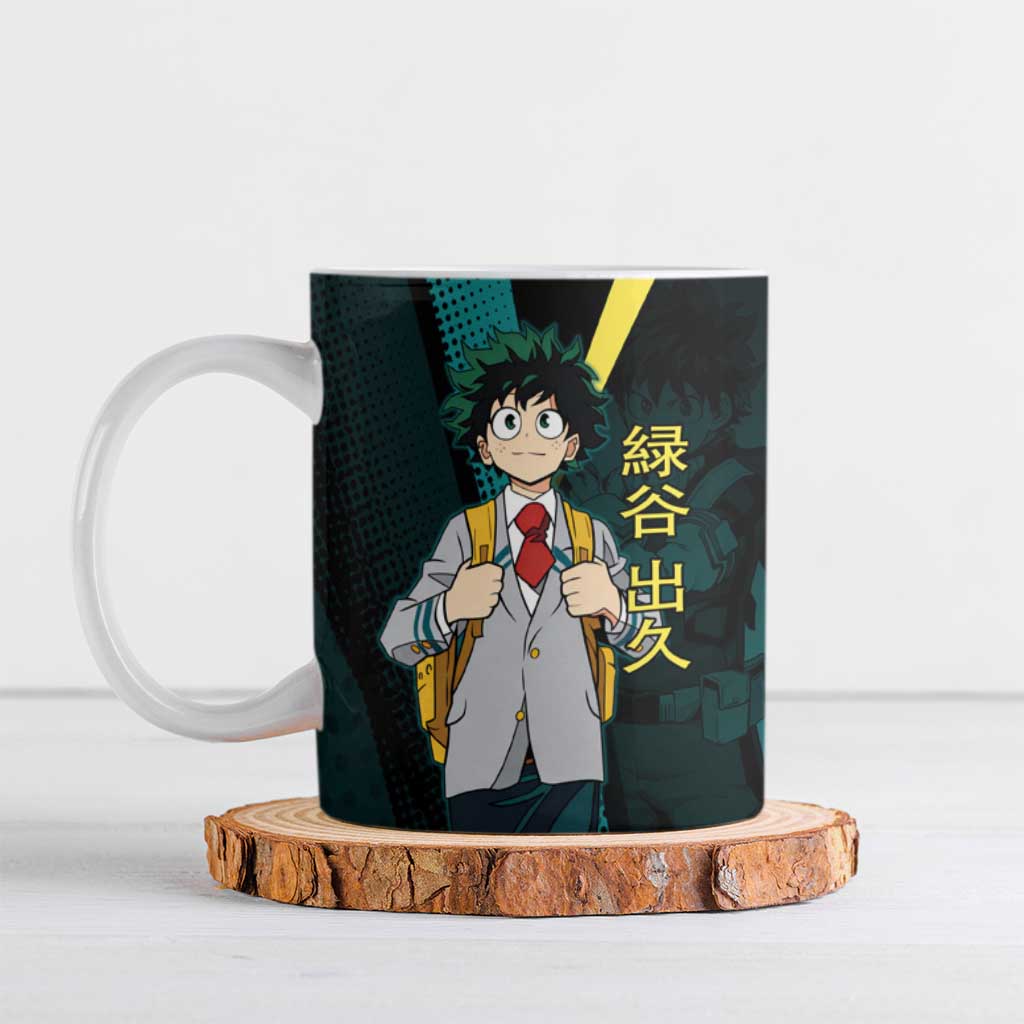 Izuku Midoriya Transformation Ceramic Mug Japanese Comic Book Style