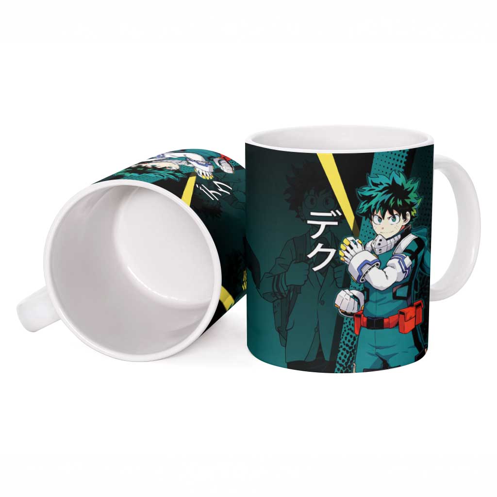 Izuku Midoriya Transformation Ceramic Mug Japanese Comic Book Style