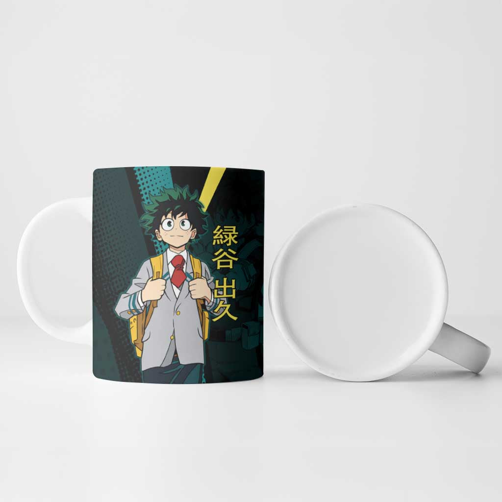 Izuku Midoriya Transformation Ceramic Mug Japanese Comic Book Style