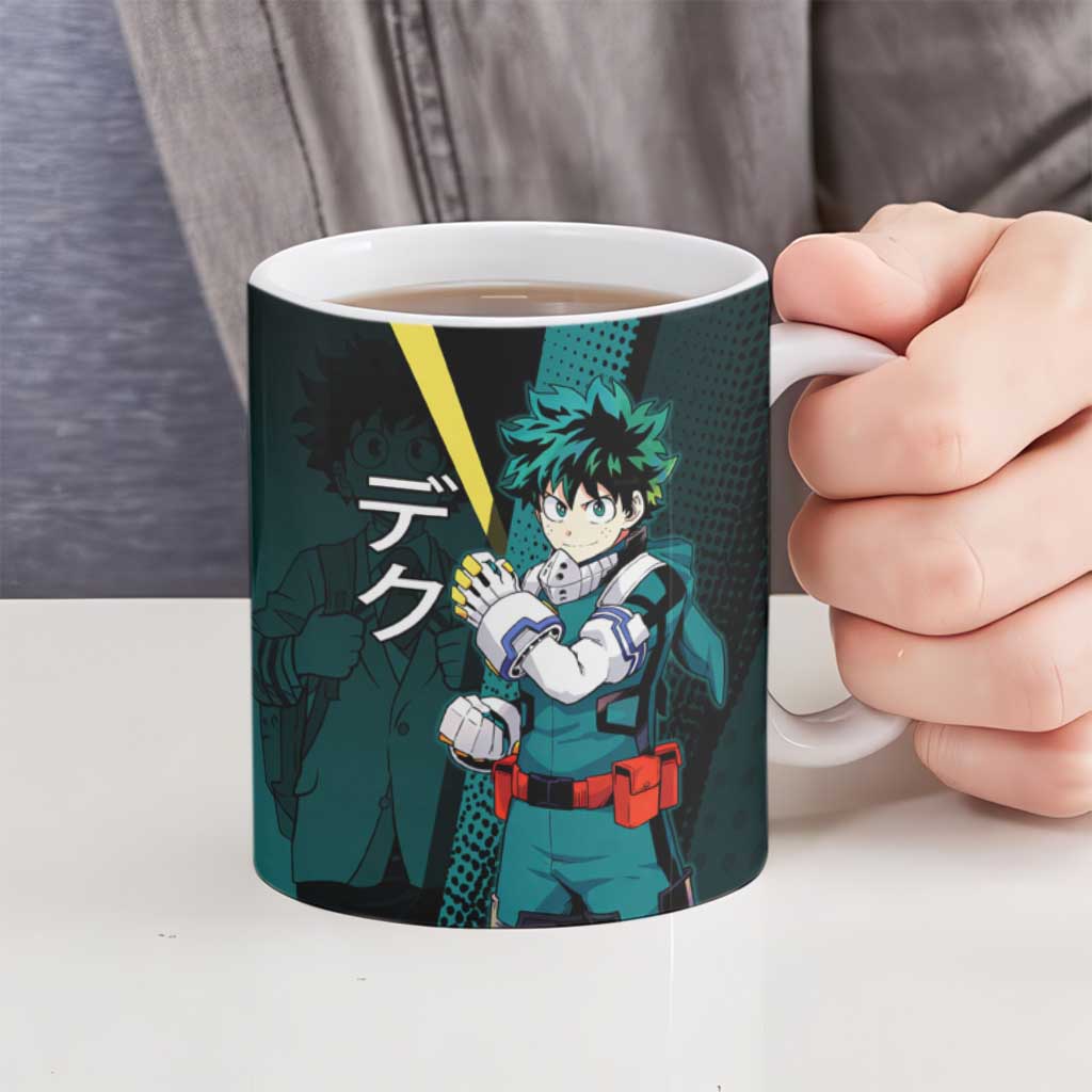 Izuku Midoriya Transformation Ceramic Mug Japanese Comic Book Style
