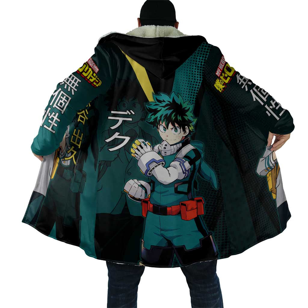 Izuku Midoriya Transformation Cloak Japanese Comic Book Style