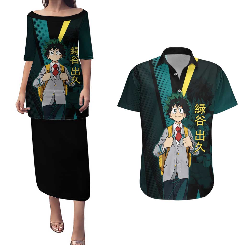 Izuku Midoriya Transformation Couples Matching Puletasi and Hawaiian Shirt Japanese Comic Book Style
