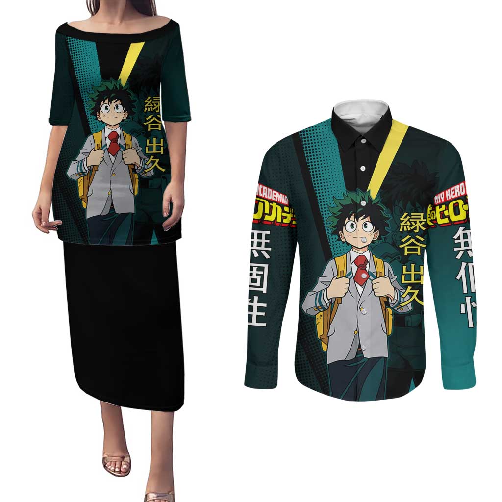Izuku Midoriya Transformation Couples Matching Puletasi and Long Sleeve Button Shirt Japanese Comic Book Style
