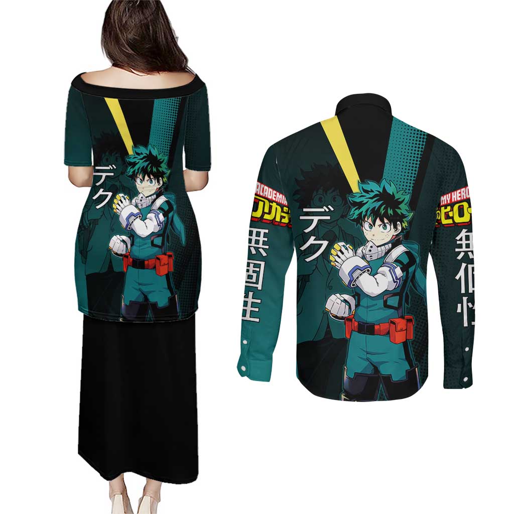Izuku Midoriya Transformation Couples Matching Puletasi and Long Sleeve Button Shirt Japanese Comic Book Style
