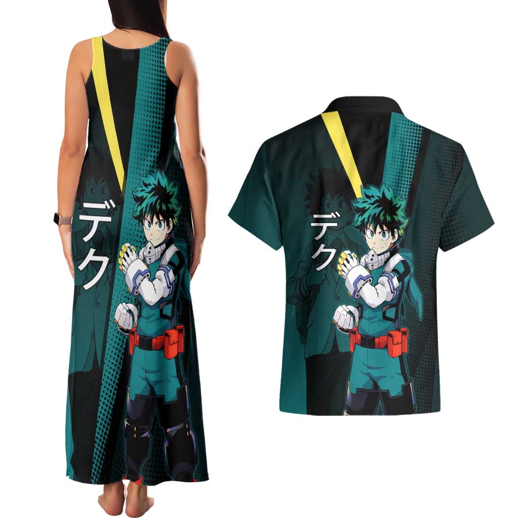 Izuku Midoriya Transformation Couples Matching Tank Maxi Dress and Hawaiian Shirt Japanese Comic Book Style
