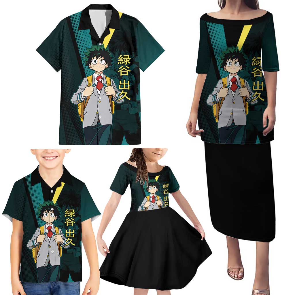 Izuku Midoriya Transformation Family Matching Puletasi and Hawaiian Shirt Japanese Comic Book Style