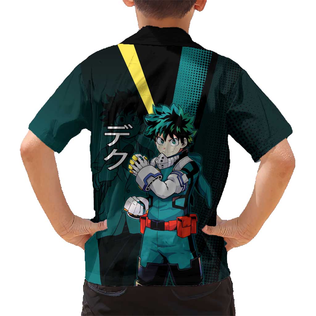 Izuku Midoriya Transformation Family Matching Puletasi and Hawaiian Shirt Japanese Comic Book Style