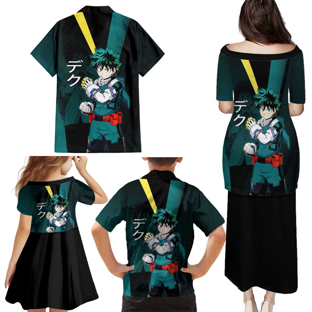 Izuku Midoriya Transformation Family Matching Puletasi and Hawaiian Shirt Japanese Comic Book Style