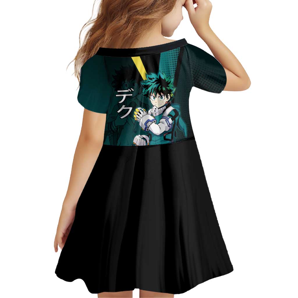 Izuku Midoriya Transformation Family Matching Tank Maxi Dress and Hawaiian Shirt Japanese Comic Book Style