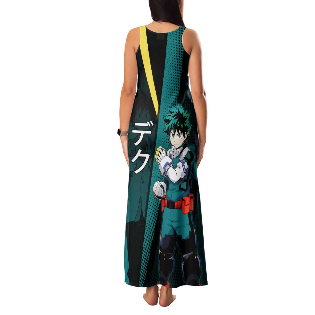 Izuku Midoriya Transformation Family Matching Tank Maxi Dress and Hawaiian Shirt Japanese Comic Book Style