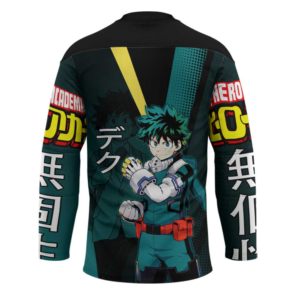 Izuku Midoriya Transformation Hockey Jersey Japanese Comic Book Style