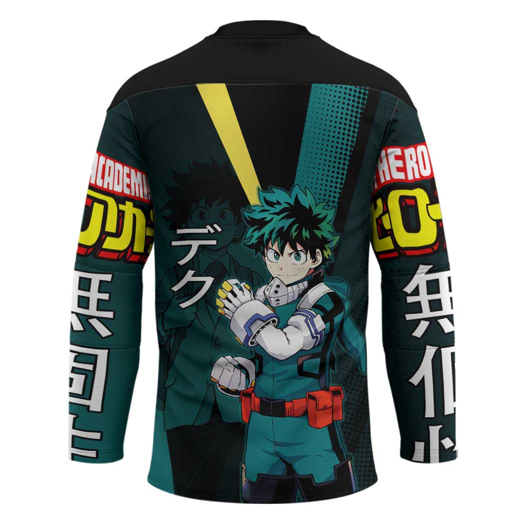 Izuku Midoriya Transformation Hockey Jersey Japanese Comic Book Style