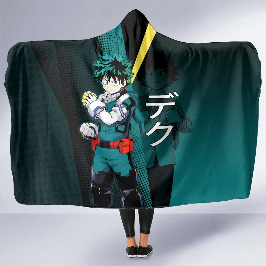 Izuku Midoriya Transformation Hooded Blanket Japanese Comic Book Style