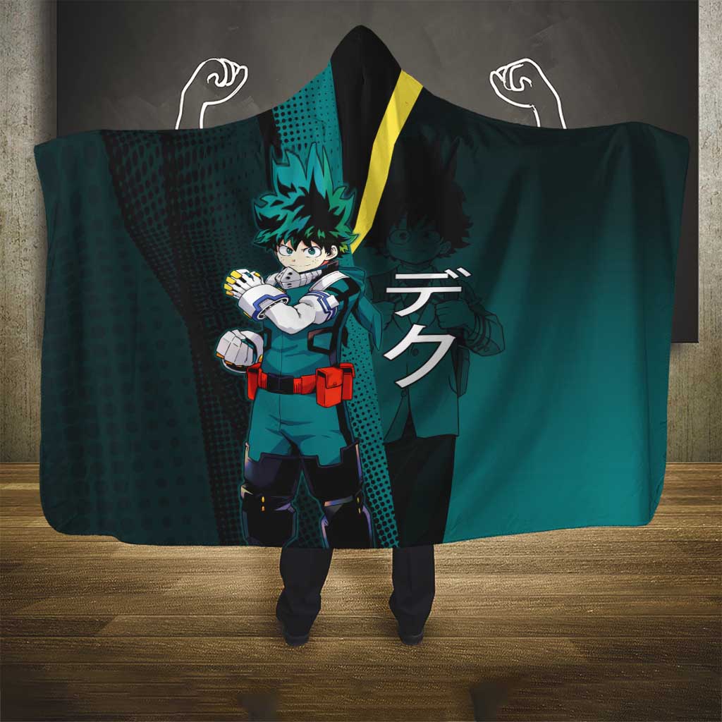 Izuku Midoriya Transformation Hooded Blanket Japanese Comic Book Style