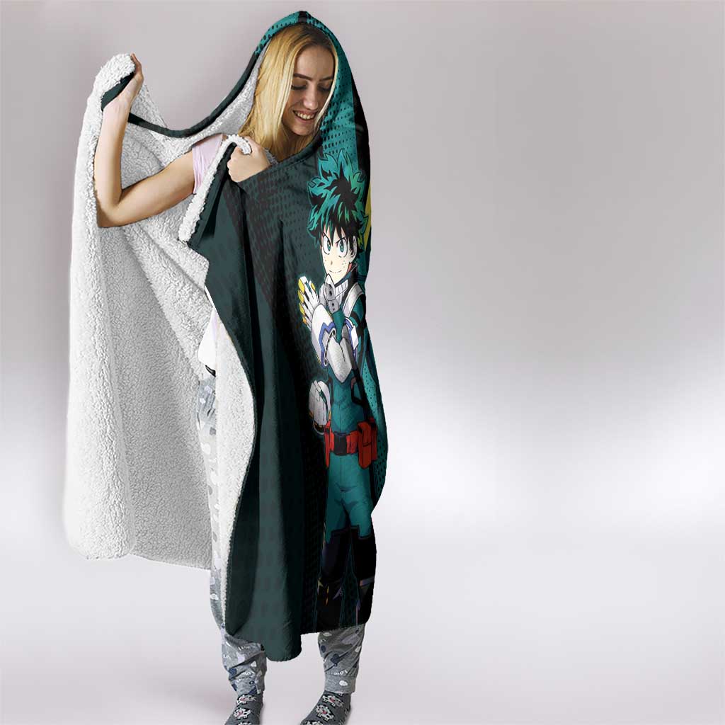Izuku Midoriya Transformation Hooded Blanket Japanese Comic Book Style