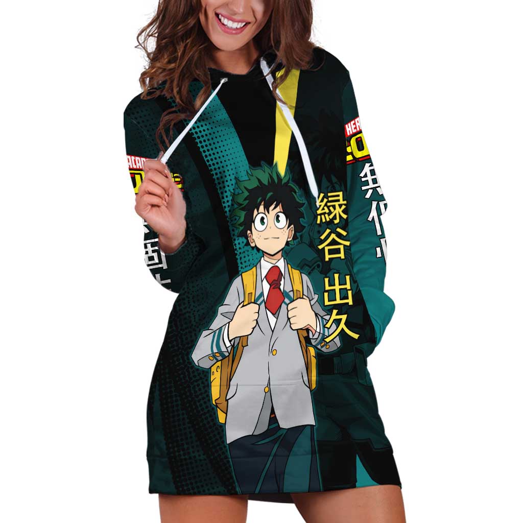 Izuku Midoriya Transformation Hoodie Dress Japanese Comic Book Style