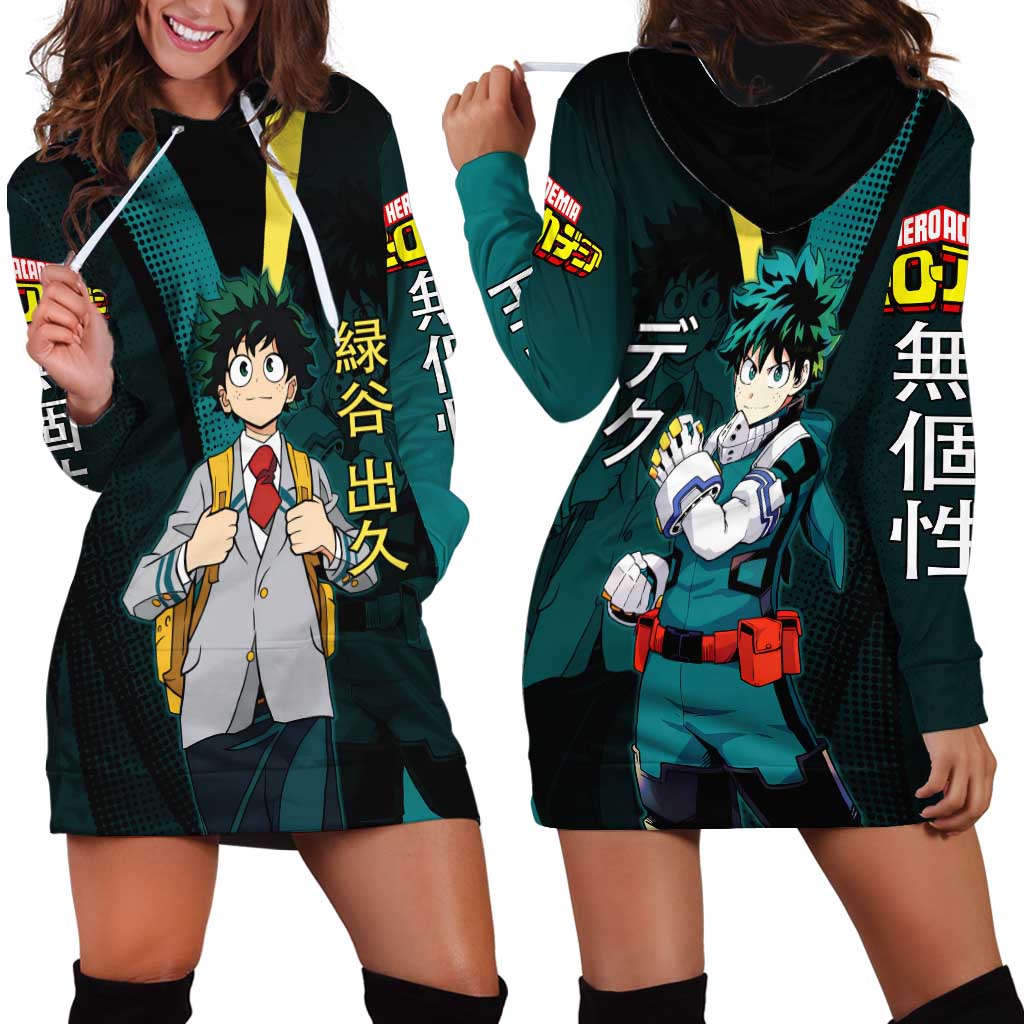 Izuku Midoriya Transformation Hoodie Dress Japanese Comic Book Style