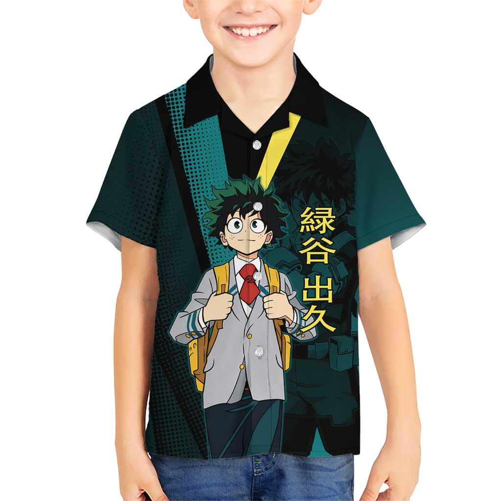 Izuku Midoriya Transformation Kid Hawaiian Shirt Japanese Comic Book Style