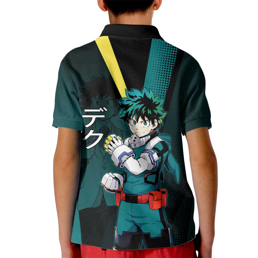 Izuku Midoriya Transformation Kid Polo Shirt Japanese Comic Book Style